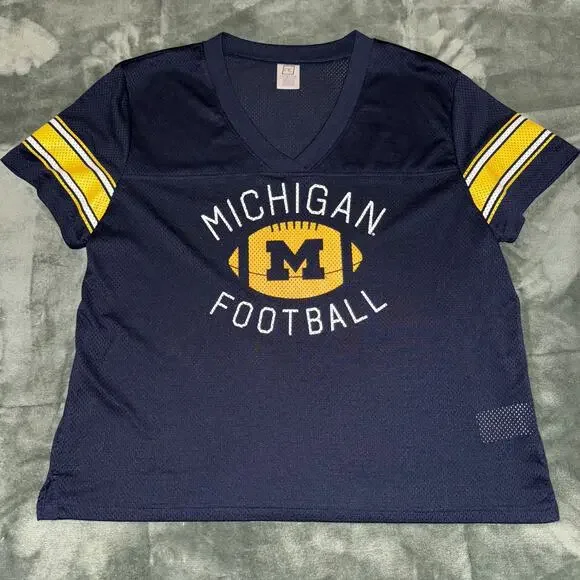ProEdge Michigan Wolverines Jersey Women's Size XL Blue Mesh V-Neck Short Sleeve - Picture 4 of 9